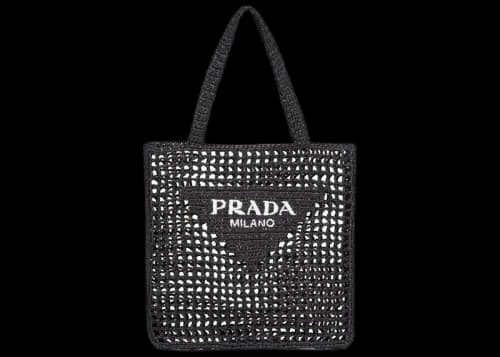 Prada Raffia Tote Bag Black