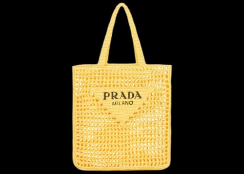 Prada Raffia Tote Bag Yellow