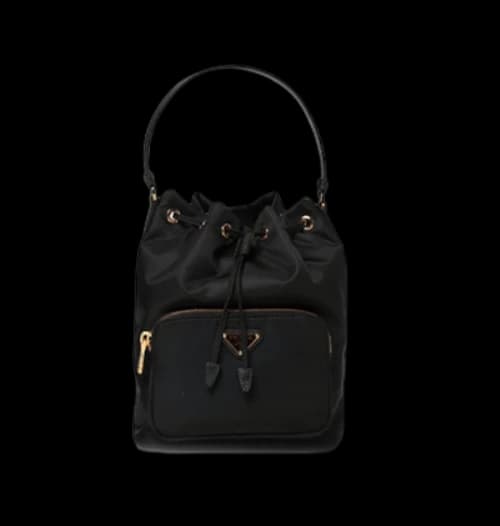 PRADA Duet Re-Nylon bucket bag 'Black Gold'