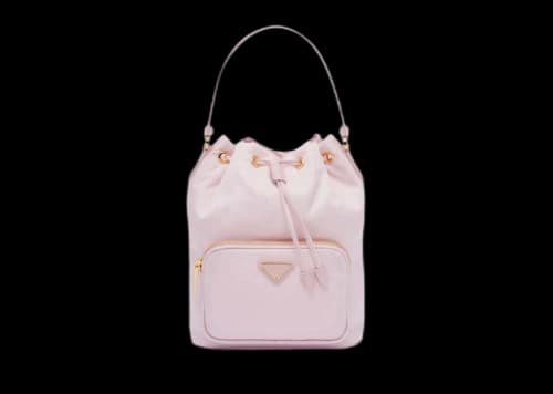 Prada Duet Re-Nylon Bucket Shoulder Bag Alabaster Pink