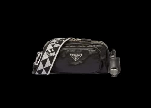 Prada Nappa Antique Leather Multi-Pocket Shoulder Bag Black