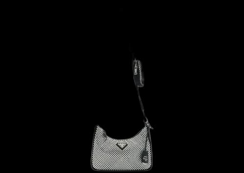 Prada Re-Edition 2005 Crystal-Embellished Satin Bag Silver