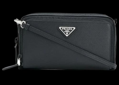 Prada Triangle Logo Plaque Crossbody Bag Black