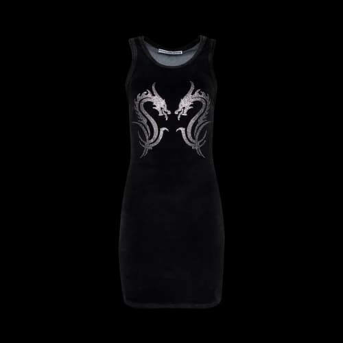 Alexander Wang Tank Mini Dress W/ Crystal Dragon Hotfix 'Washed Pepper'