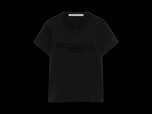 Alexander Wang Distressed Logo Shrunken Tee Black