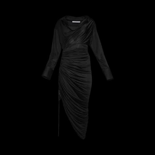 Alexander Wang Asymetrical Cowl Neck Dress 'Black'