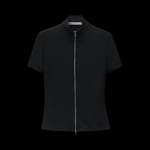 Alexander Wang Mock Neck Short-Sleeve Rashguard Top 'Black'