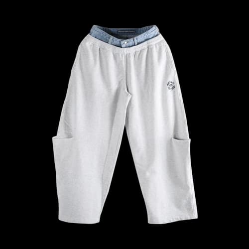 Alexander Wang Denim Waistband Pre-Styled Slashed Sweatpant 'Grey/Vintage Light Indigo'