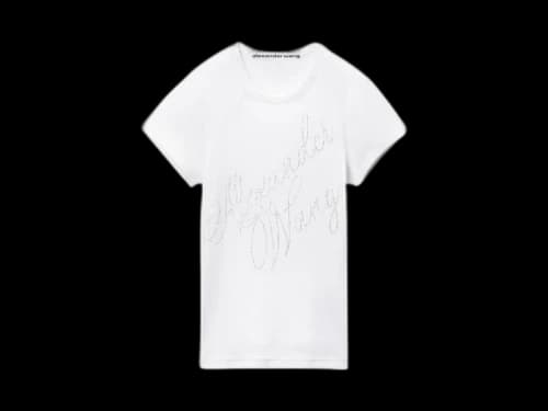Alexander Wang Fitted Hotfix Cursive Logo T-shirt Red