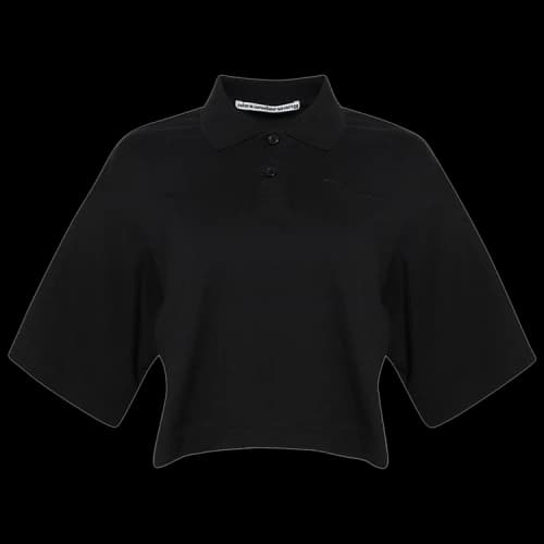 Alexander Wang Short-Sleeve Cropped Polo T-Shirt 'Black'