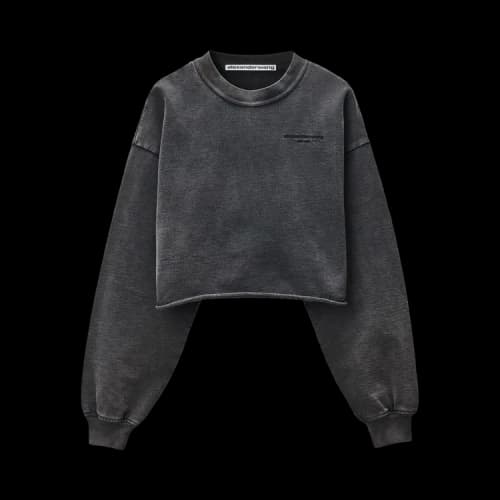 Alexander Wang Cropped Crewneck Sweatshirt 'Washed Black'