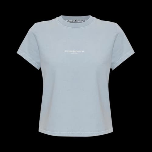 Alexander Wang Shrunken Short-Sleeve Logo Print Tee 'Washed Sky'