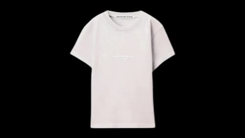 Alexander Wang Women's Shrunken Short Sleeve Logo Print Tee Pink