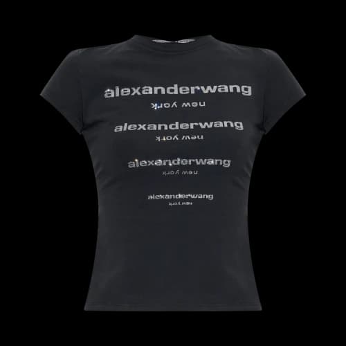 Alexander Wang Hotfix Gradient Logo Fitted Tee 'Washed Black'