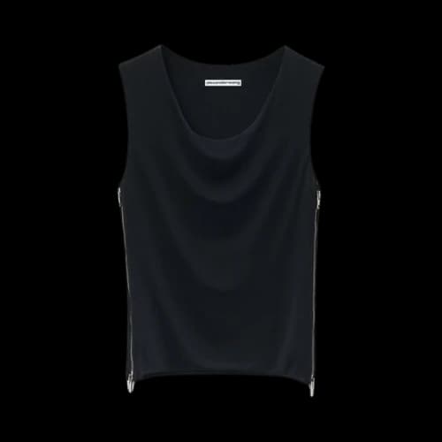 Alexander Wang Zipper Detail Cowl Neck Tank 'Black'