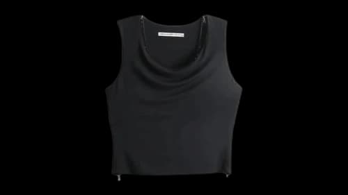 Alexander Wang Women's Zipper Detail Cowl Neck Tank Black