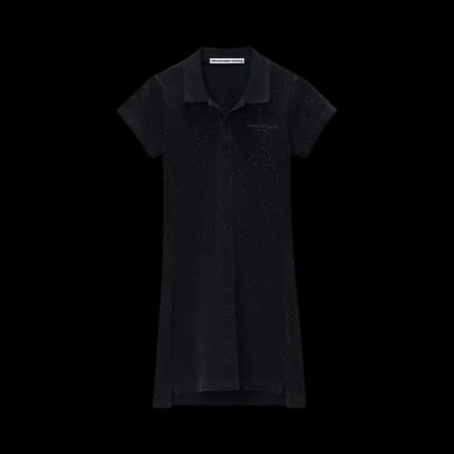 Alexander Wang Allover Hotfix Shrunken Mini Polo Dress 'Washed Black'