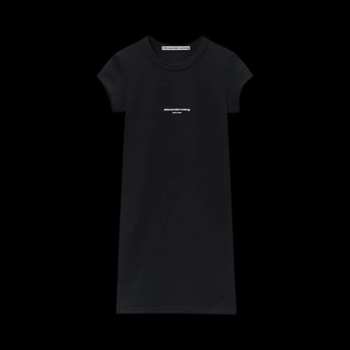 Alexander Wang Logo Print Fitted Short-Sleeve Mini Dress 'Black'