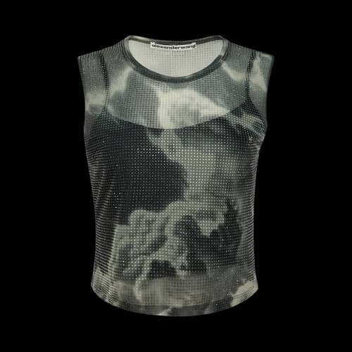 Alexander Wang Cropped Crewneck Tank 'Black/Clear'