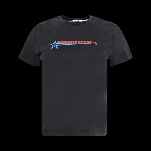 Alexander Wang Shrunken T-Shirt W/ Graphic 'Washed Black'