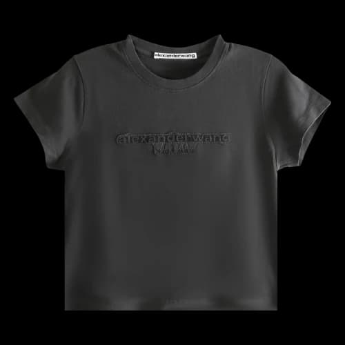 Alexander Wang Reverse Embroidery Logo Shrunken Tee 'Washed Black Bean'