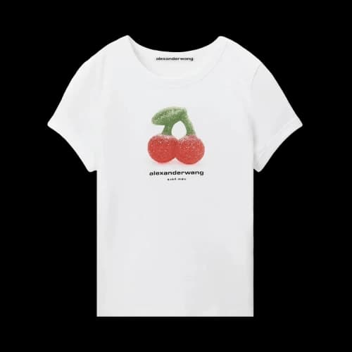 Alexander Wang Cherry Graphic Fitted Ringer Tee 'White'