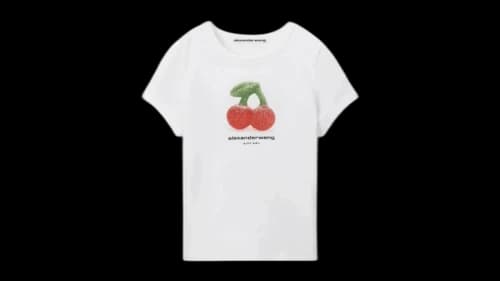 Alexander Wang Women's Cherry Graphic Fitted Ringer Tee White