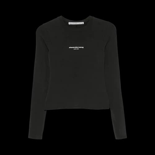 Alexander Wang Logo Print Fitted Long-Sleeve Tee 'Black'