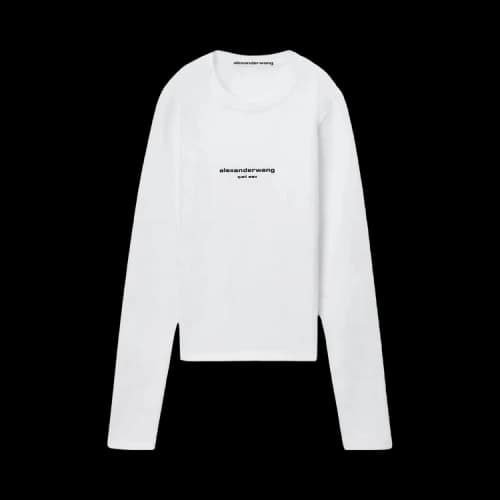 Alexander Wang Logo Print Fitted Long-Sleeve Tee 'White'