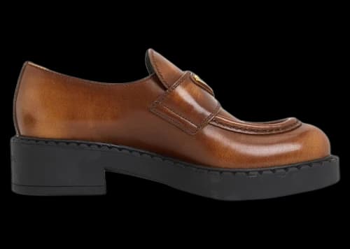 Prada Brushed Leather Loafers Brown (Women's)