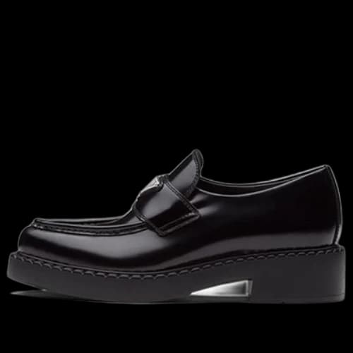 PRADA Brushed Leather Pointy Monolith Loafers 'Black' (Women's)