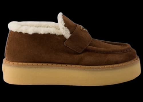 Prada Suede Loafers Cacao Brown Sherling (Women's)