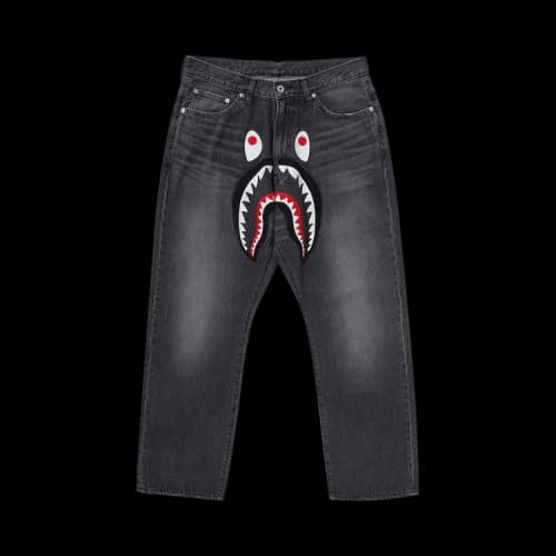 BAPE Shark Loose Fit Denim Pants 'Black'