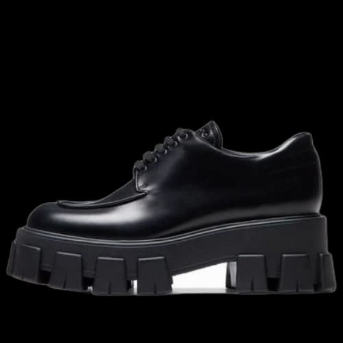 PRADA Monolith Brushed Calf Derby Shoes 'Black' (Women's)