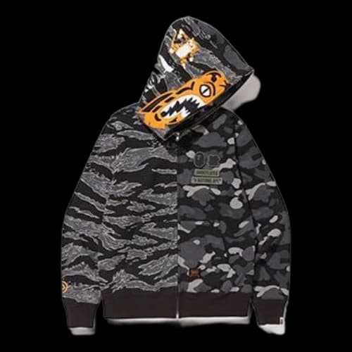 BAPE A Bathing Ape x Undefeated Shark Camo Full Zip Hoodie 'Grey Black'
