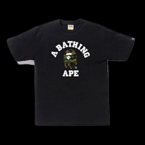 BAPE A Bathing Ape Camouflage Small Ape Head Tee 'Black'