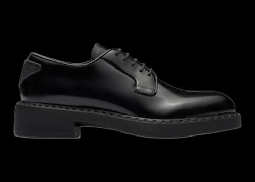 Prada Derby 50mm Shoes Black Brushed Leather