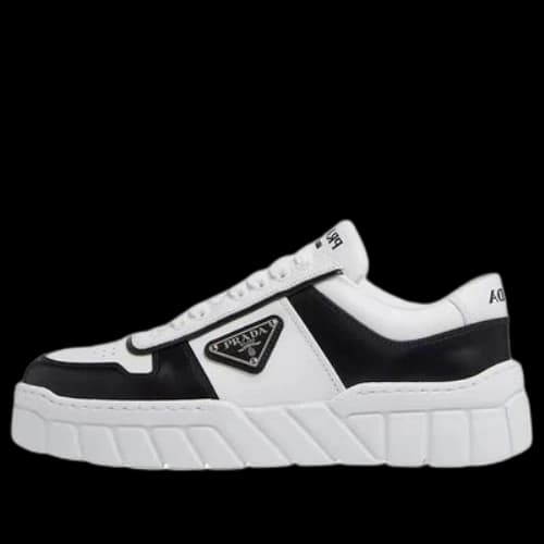 PRADA Soft Padded Nappa Leather Laced-Up Shoes 'White Black' (Women's)