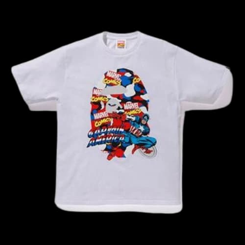 BAPE A Bathing Ape x Marvel Ape Head T-Shirt 'White Captain America'