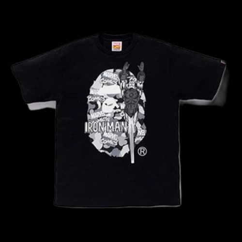 BAPE A Bathing Ape x Marvel Camouflage Ape Head Logo T-Shirt 'Black Iron Man'