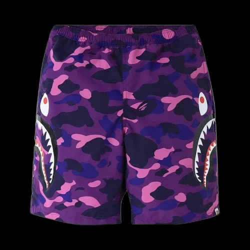 BAPE Color Camo Side Shark Beach Shorts 'Purple'