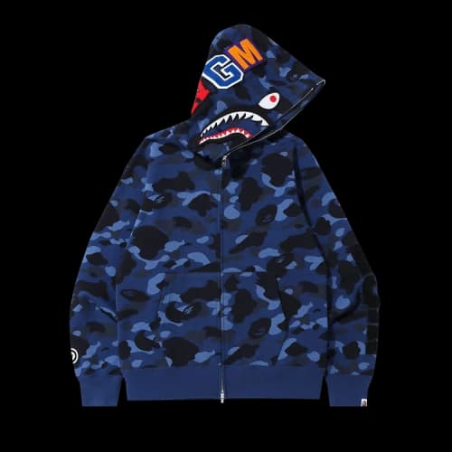 BAPE Color Camo Detachable Shark Full Zip Hoodie 'Blue'