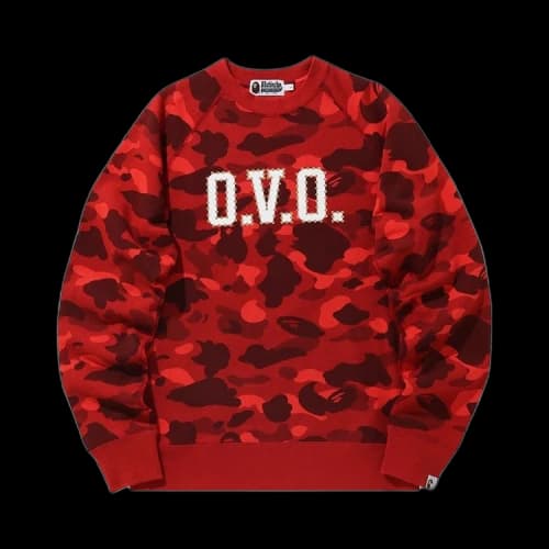 BAPE x OVO Color Camo Crewneck 'Red'