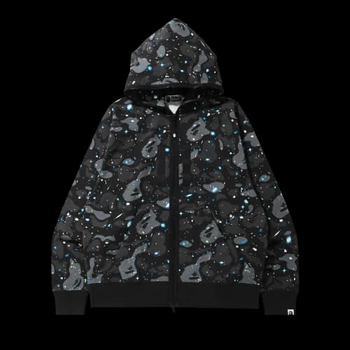 BAPE Relaxed Space Camo Full Zip Hoodie 'Black'
