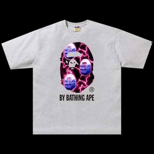 BAPE Lightning By Bathing Relaxed Fit Tee 'Grey/Black'