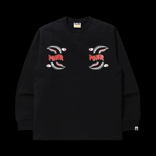 BAPE Shark PONR Long-Sleeve Tee 'Black'