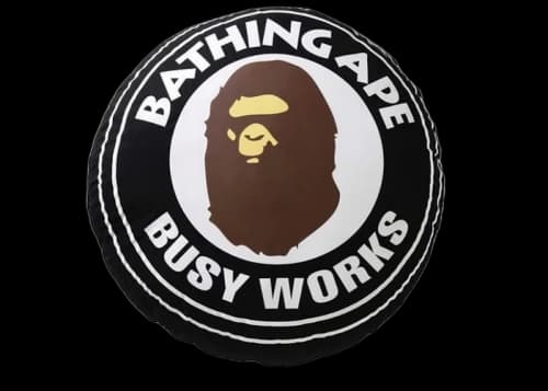 BAPE Big Busy Work Shop BWS Circle Cushion Black