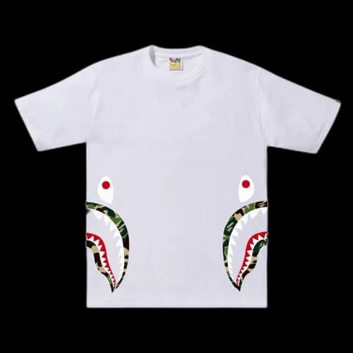 BAPE ABC Camo Side Shark Tee 'White/Green'