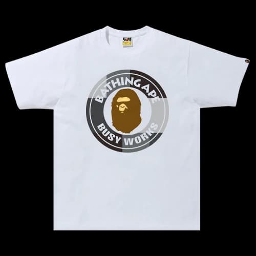 BAPE Color Block Busy Works Tee 'White/Black'