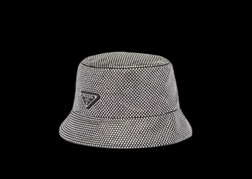 Prada Satin Bucket Hat With Crystals Crystal